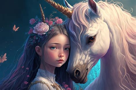 Premium Photo | Beautiful Princess and unicorn wallpaper