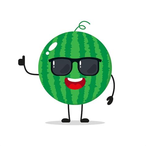 Premium Vector Cute Happy Watermelon Character Wear Sunglasses Funny