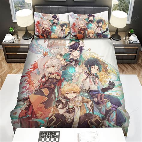 Genshin Impact Venti Aether Xiao And Kaedehara Kazuha Art Bed Sheets Duvet Cover Bedding Sets