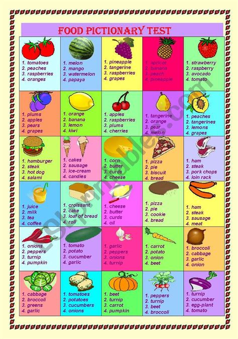 Food Pictionary Test Esl Worksheet By Nasim 1977 Hot Sex Picture