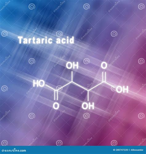 Tartaric Acid Structural Chemical Formula Stock Illustration