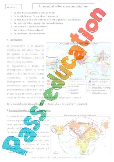 La Mondialisation Et Ses Contestations