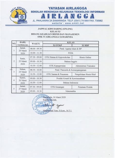 Smk Ti Airlangga Samarinda Surat Edaran Sekolah Tentang Pencegahan