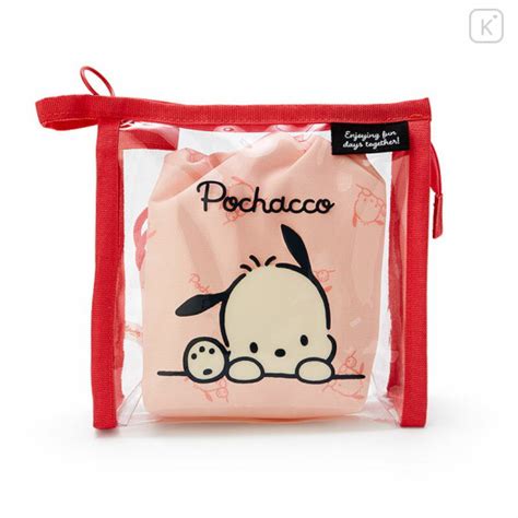 Japan Sanrio Clear Pouch With Drawstring Bag Set Pochacco Simple