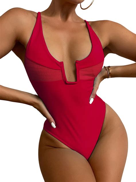 Thaisu Sexy Women Monokini Swimwear Low Cut Tri Angle Crotch Back Cut