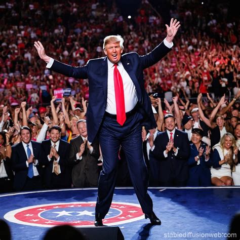 donald trump as p s y dancing on stage at a concert with millions of ...