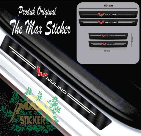 Sticker Sill Plate Belakang Karbon Mobil Wuling Stiker Pelindung