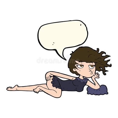 Cartoon Woman In Pose With Speech Bubble Stock Illustration