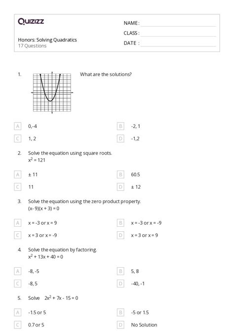 50 System Of Equations And Quadratic Worksheets For 10th Year On