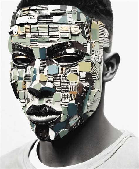 Lexica African Tribal Mask Robot Collage Style Abstract Edgy