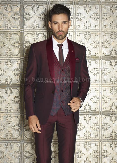 Maroon Terry Rayon Mens Designer Suit Bennevis Fashion