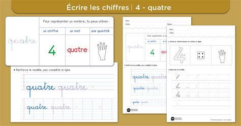 Criture Des Chiffres Crire Le Chiffre Crire Le Nombre Quatre