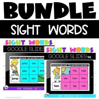 Google Slides Sight Words Practice With Preprimer Words Bundle TpT