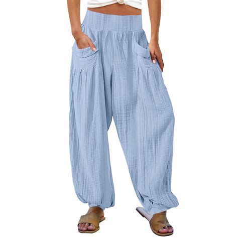 Fulijie Womens Basic Bottoms Rulewomens High Waist Wide Leg Pants Casual Palazzo Beach Loose