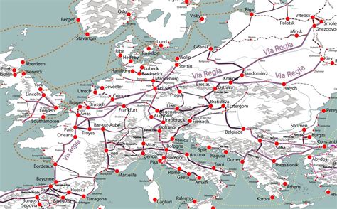 Mapa średniowiecznych szlaków handlowych Eloblog