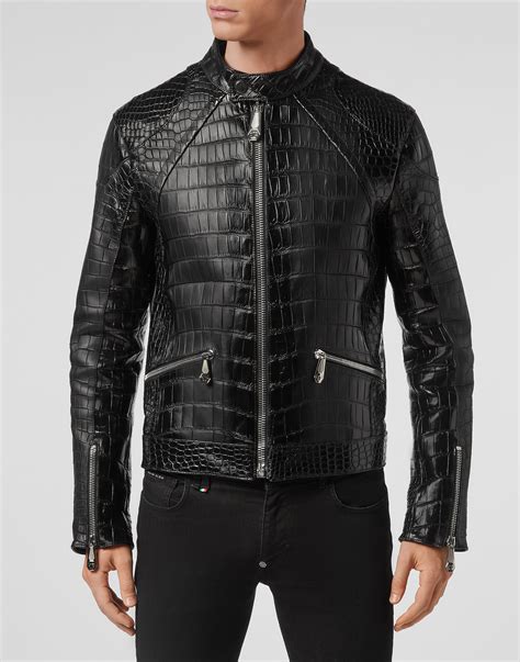 Leather Crocodile Jacket Luxury Philipp Plein