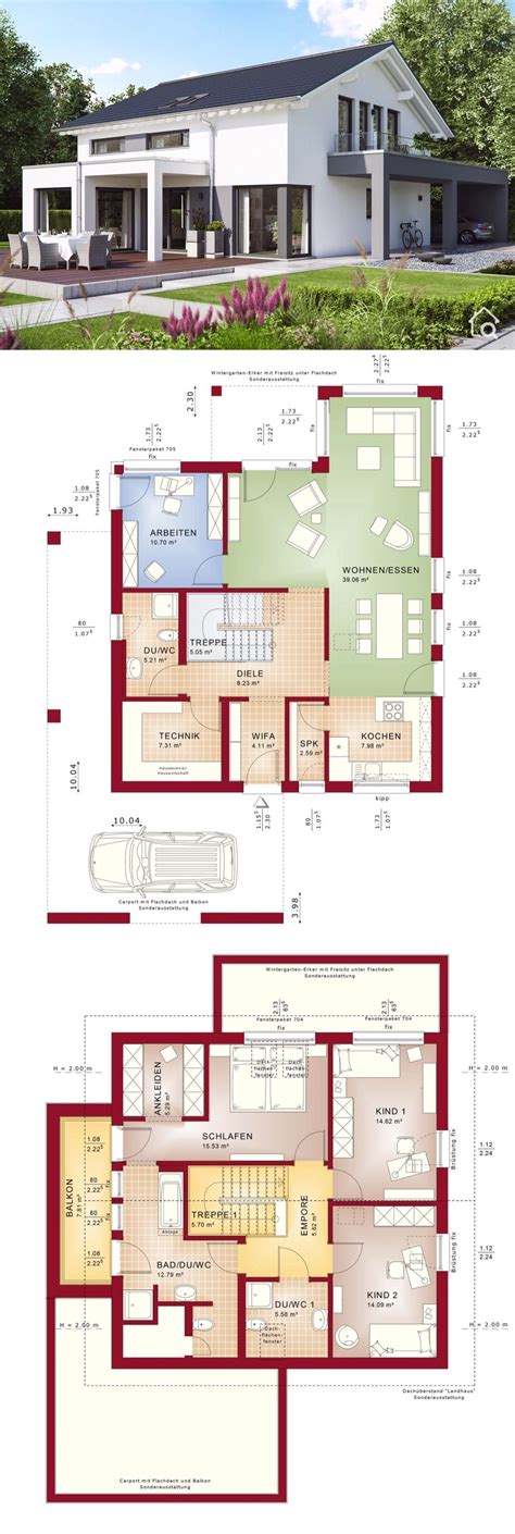 Modernes Haus Design Mit Satteldach Architektur Carport 5 Zimmer