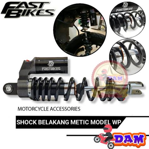 Jual Shockbreaker Belakang Matic Model WP Full Black Fast Bikes 310mm