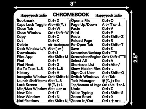 Chromebook Keyboard Shortcuts Sticker, Keyboard Tips, Chromebook ...