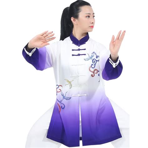 Chinese Tai Chi Kung Fu Uniforms For Women Purple Green Gradient