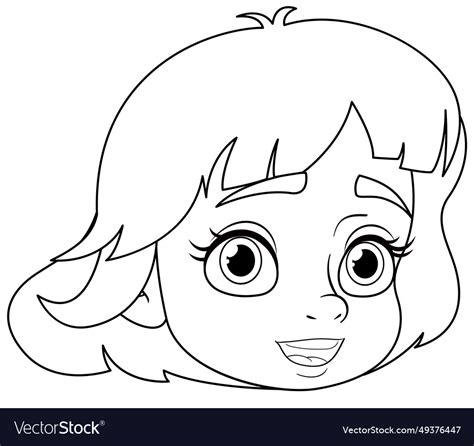 Smiling Short Haired Girl A Cute Cartoon Vector Image