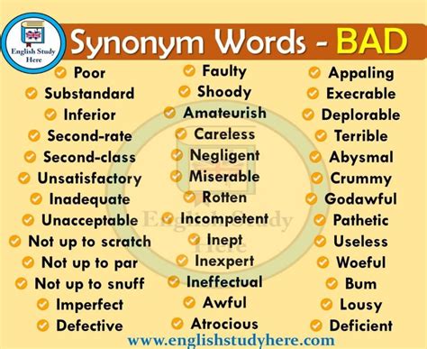 Bad Synonyms Words English Study Here English Study Bad Synonym