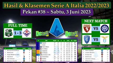 Hasil Liga Italia Tadi Malam Sassuolo Vs Fiorentina Klasemen Serie