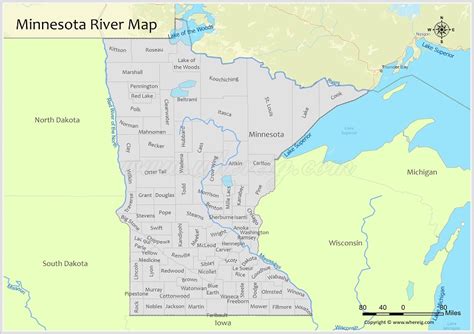 Minnesota River Map - Check list of Rivers, Lakes and Water Resources ...