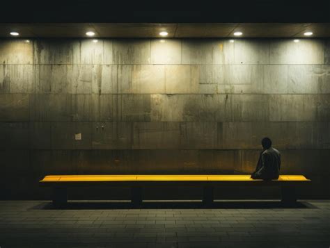 Una Persona Sentada En Un Banco En Una Habitaci N Oscura Foto Premium