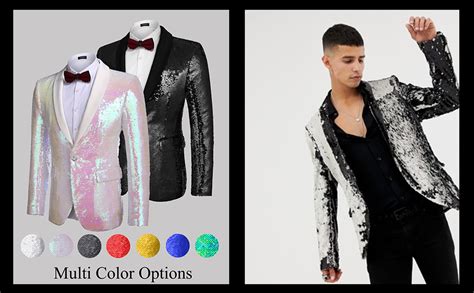 COOFANDY Men Shiny Sequin Blazer Tuxedo Party Dinner Prom One Button