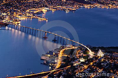 Tromso Bridge By Night - Northern Norway Royalty Free Stock Images ...