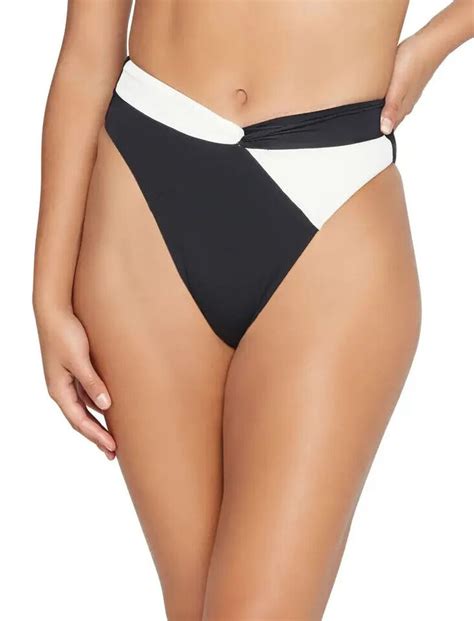 Nwt L Space Black Cream Ari Colorblocked Bikini Top Nancy Lee Bitsy