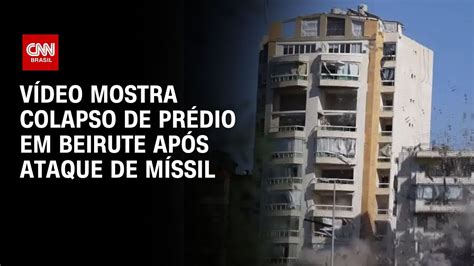 Vídeo mostra colapso de prédio em Beirute após ataque de míssil CNN