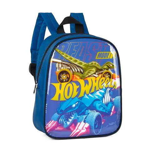 Mini Mochila De Costas Infantil Escolar Hot Wheels Azul Feira Da