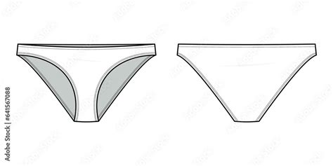 Bikini Panty Technical Fashion Illustration Brief Fashion Flat Technical Drawing Template