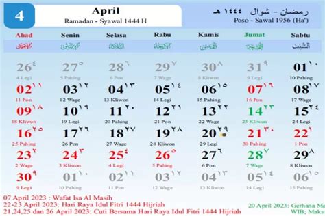 Bulan Syawal 2023 Sampai Tanggal Berapa Mari Cek Padanan Kalender
