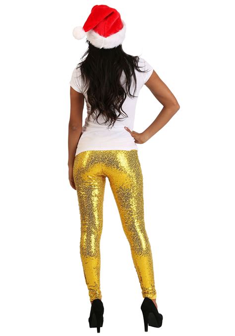 Tipsy Elves Gold Sequin Womens Leggings