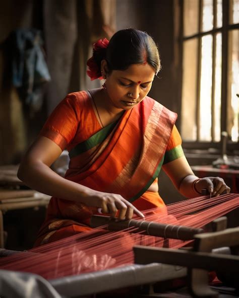 Premium Photo Varanasi S Artisan Skillfully Weaves Silk Patterns A