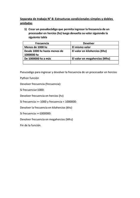 Principios De Algoritmos Semana 8 Separata De Trabajo N 8