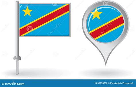 Congolese Pin Icon and Map Pointer Flag. Vector Stock Vector - Illustration of colorful, color ...