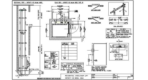 Residential wheel chair lift working detail drawing in dwg AutoCAD file ...