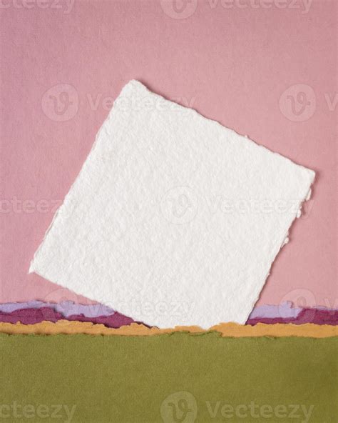 Small Sheet Of Blank White Khadi Rag Paper From India Against Abstract