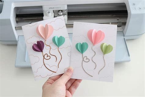 DIY 3D Heart Balloons Cricut Valentine S Card Aubree Originals