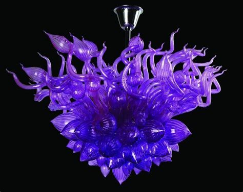 Dale Chihuly Style Purple Glass Art Chandelier LED Light Source Modern ...