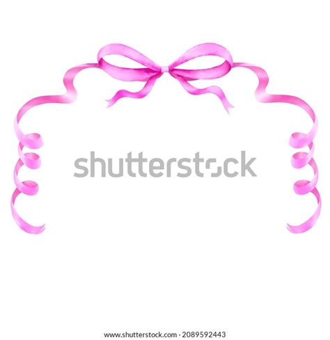 Watercolor Pink Ribbon Border Frame Clipping Stock Illustration