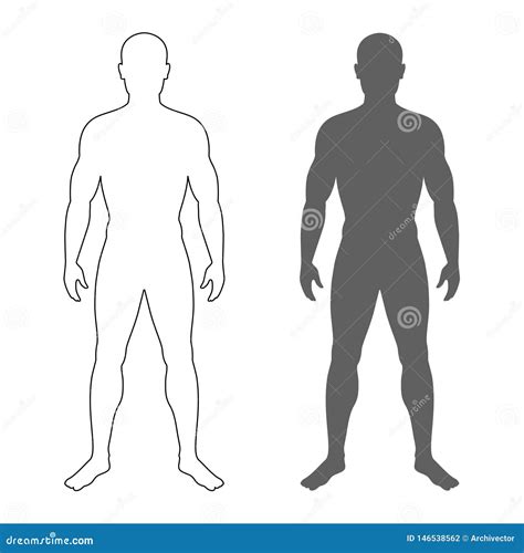 Siluetta Maschio E Contorno Illustrazione Vettoriale Illustrazione Di