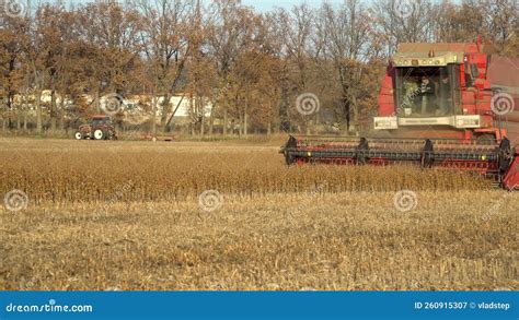 Harvesting Machine Working In The Field Combine Harvester Agricultural