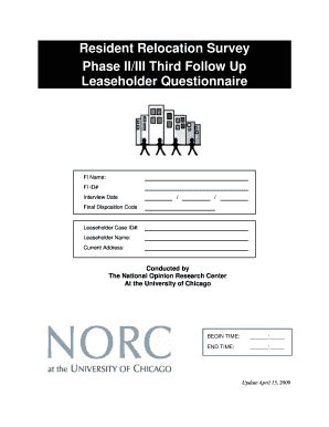 Fillable Online Norc Resident Relocation Survey Phase II III Third