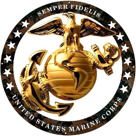 United States Marine Corps Seal Car Badge Semper Fi Cut Out Gold Auto Emblem