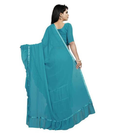 Anjaneya Sarees Blue Georgette Saree Buy Anjaneya Sarees Blue